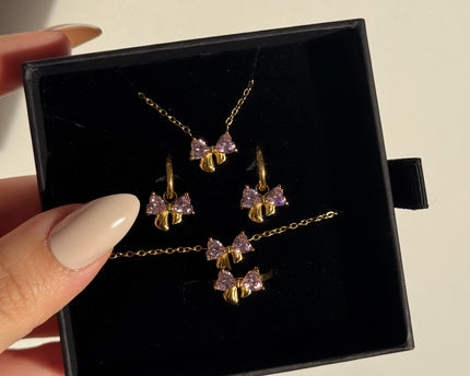 Améline Bow Necklace • Pink