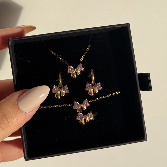 Améline Bow Necklace • Pink