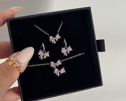 Améline Bow Necklace • Pink